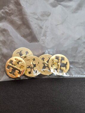 Tory Burch Gold Tone Logo Buttons Set of 5